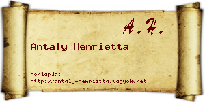Antaly Henrietta névjegykártya